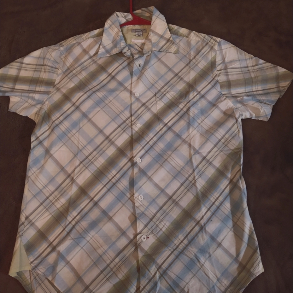 Vintage Guess Plaid Button Down Short Sleeve Dress Shirt